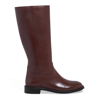 Bota Santa Lolla Marrom Couro Cano Alto Salto Baixo