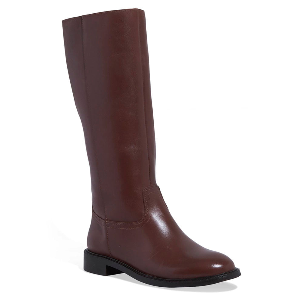 Bota Santa Lolla Marrom Couro Cano Alto Salto Baixo