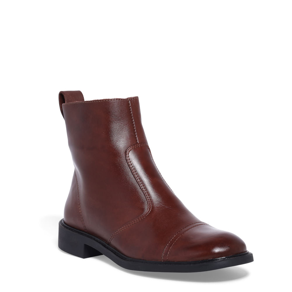 Bota Santa Lolla Marrom Couro Cano Curto Salto Bloco