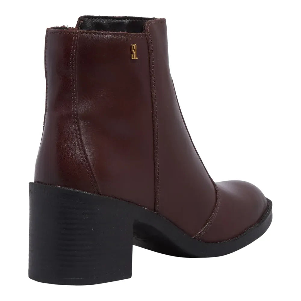Bota Santa Lolla Marrom Couro Salto Bloco