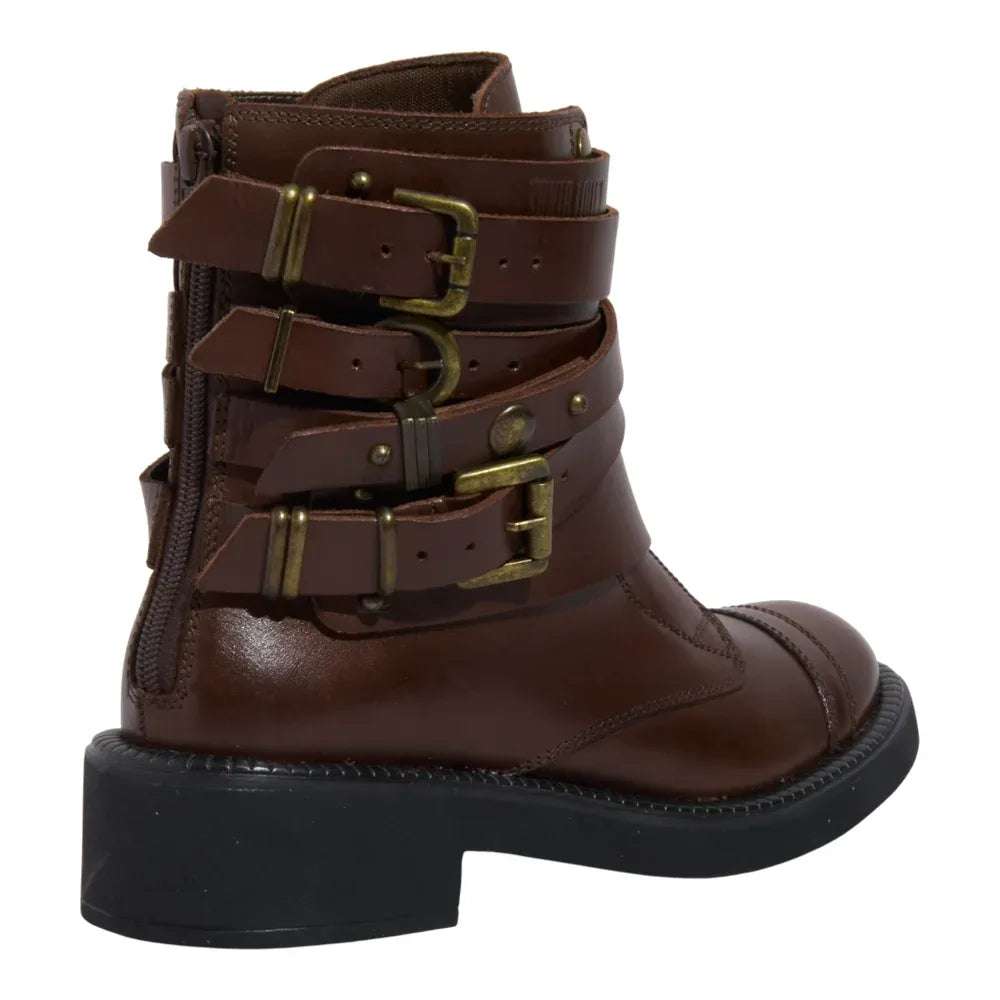 Bota Santa Lolla Marrom Couro Tiras E Fivelas