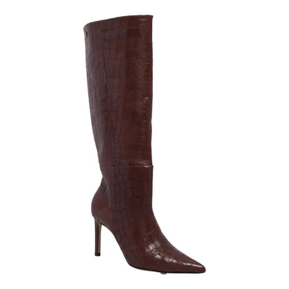 Bota Santa Lolla Marrom Croco Cano Alto Salto Fino