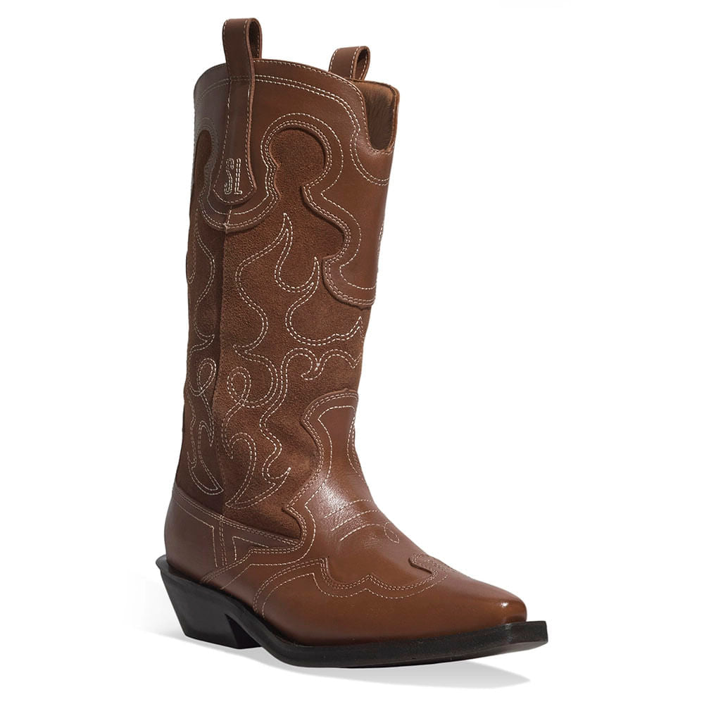 Bota Santa Lolla Marrom Western Couro Camurça