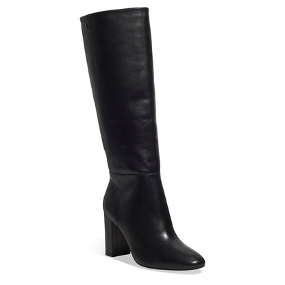 Bota Santa Lolla Preta Couro Cano Alto Salto Bloco