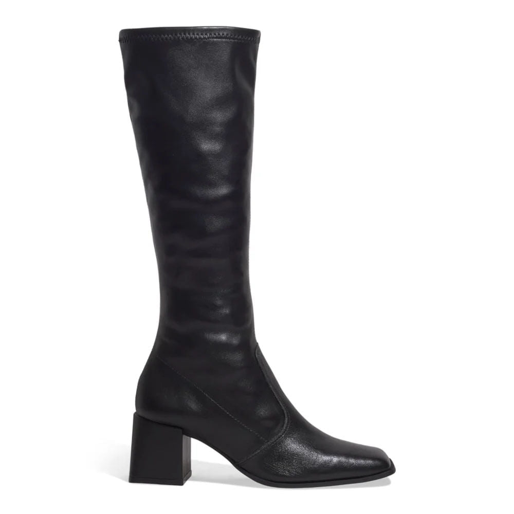 Bota Santa Lolla Preta Couro Cano Alto Salto Bloco