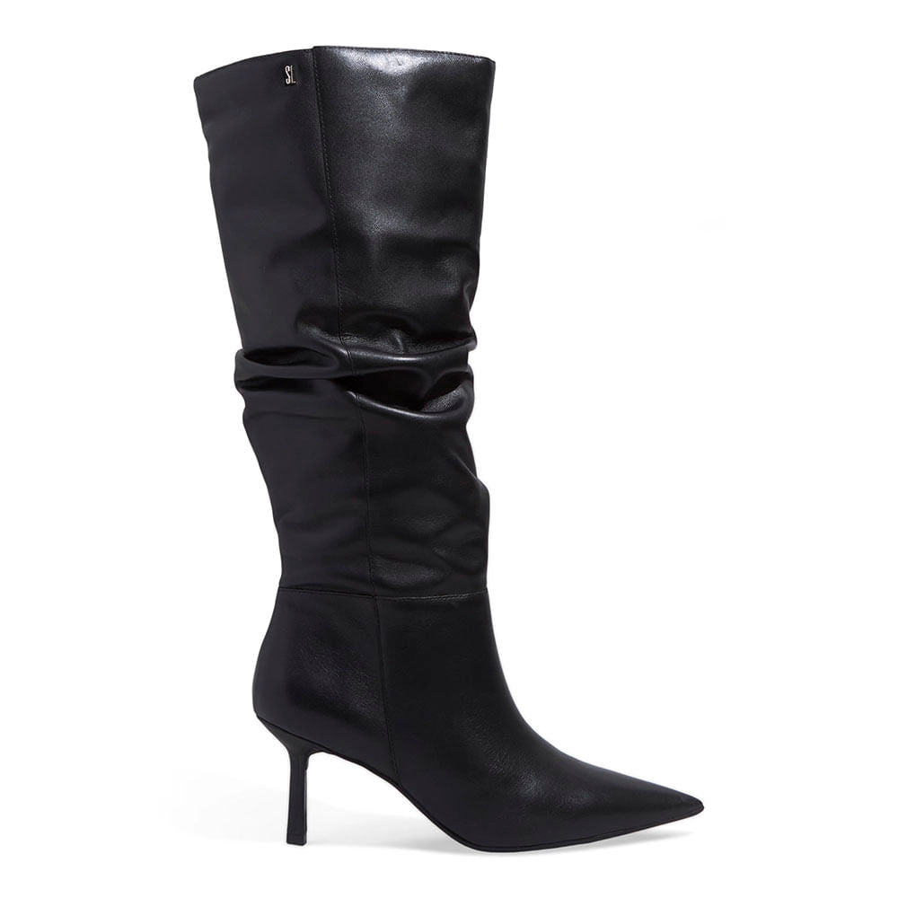 Bota Santa Lolla Preta Couro Cano Alto Slouch