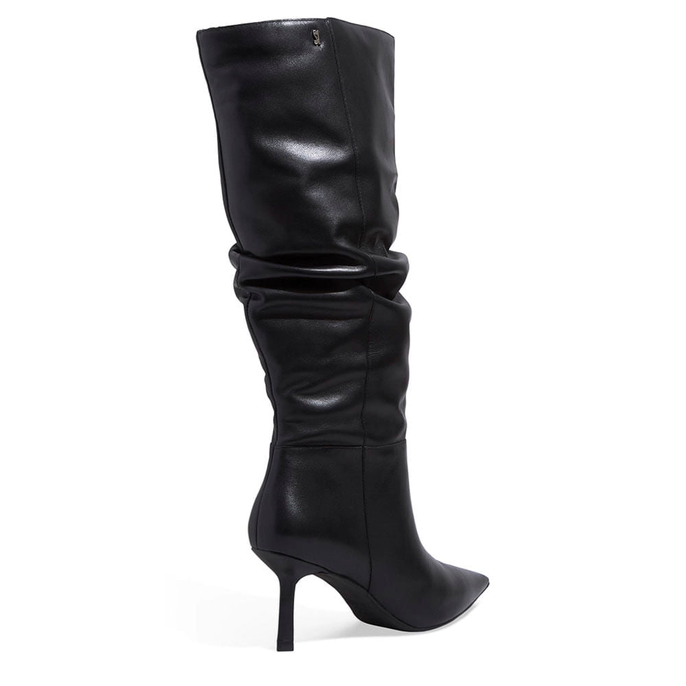 Bota Santa Lolla Preta Couro Cano Alto Slouch
