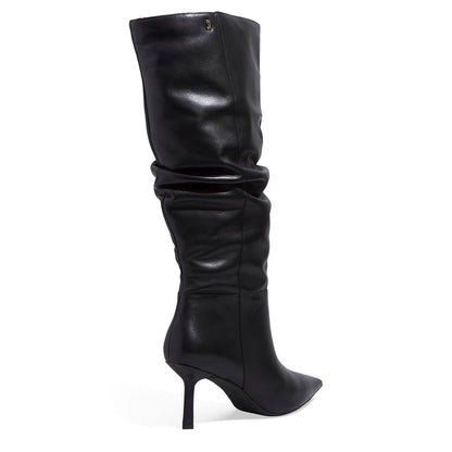 Bota Santa Lolla Preta Couro Cano Alto Slouch