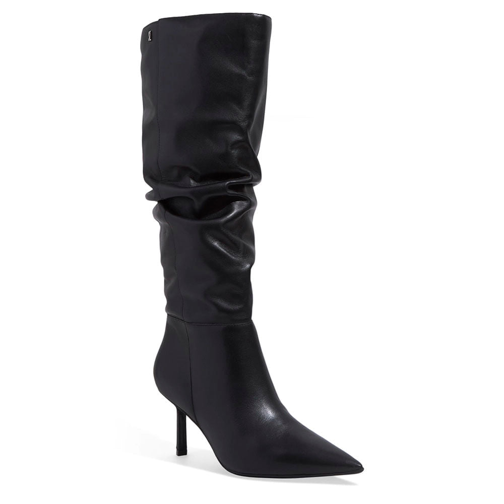 Bota Santa Lolla Preta Couro Cano Alto Slouch