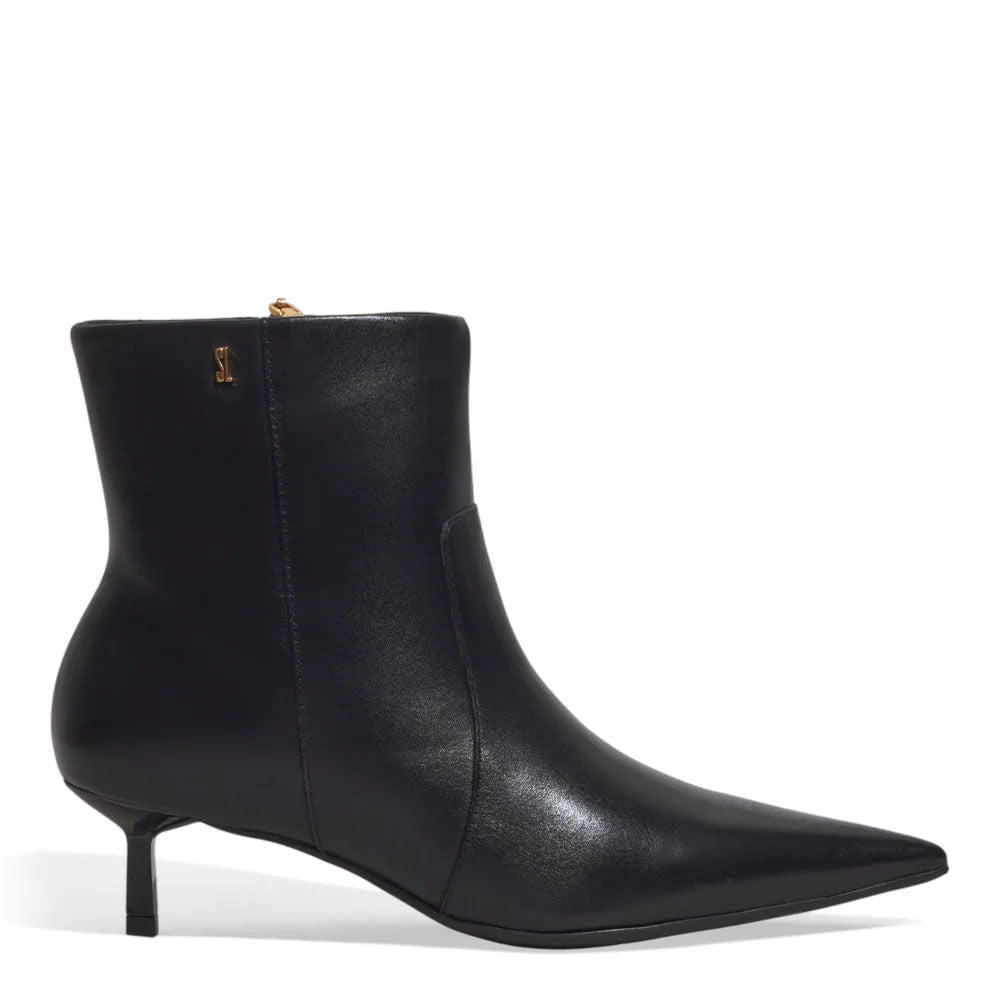 Bota Santa Lolla Preta Couro Cano Curto Salto Baixo