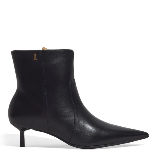 Bota Santa Lolla Preta Couro Cano Curto Salto Baixo