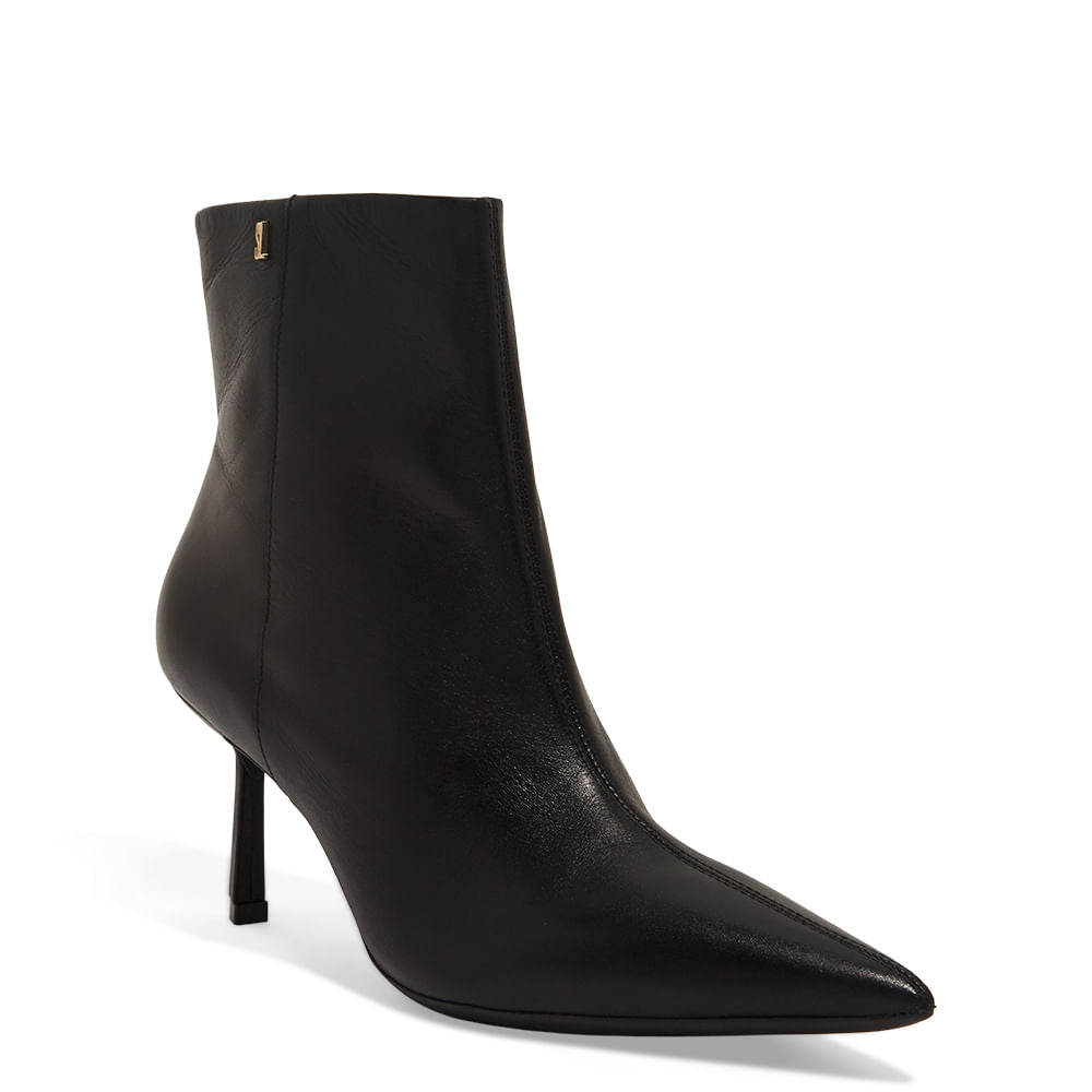 Bota Santa Lolla Preta Couro Cano Curto Salto Fino