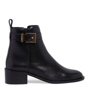 Bota Santa Lolla Preta Couro Fivela Cano Curto