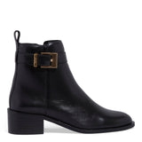 Bota Santa Lolla Preta Couro Fivela Cano Curto