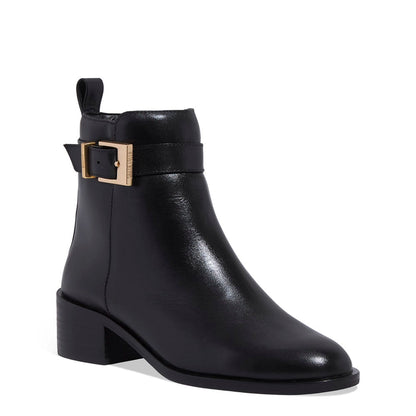Bota Santa Lolla Preta Couro Fivela Cano Curto