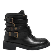 Bota Santa Lolla Preta Couro Fivelas Cano Curto