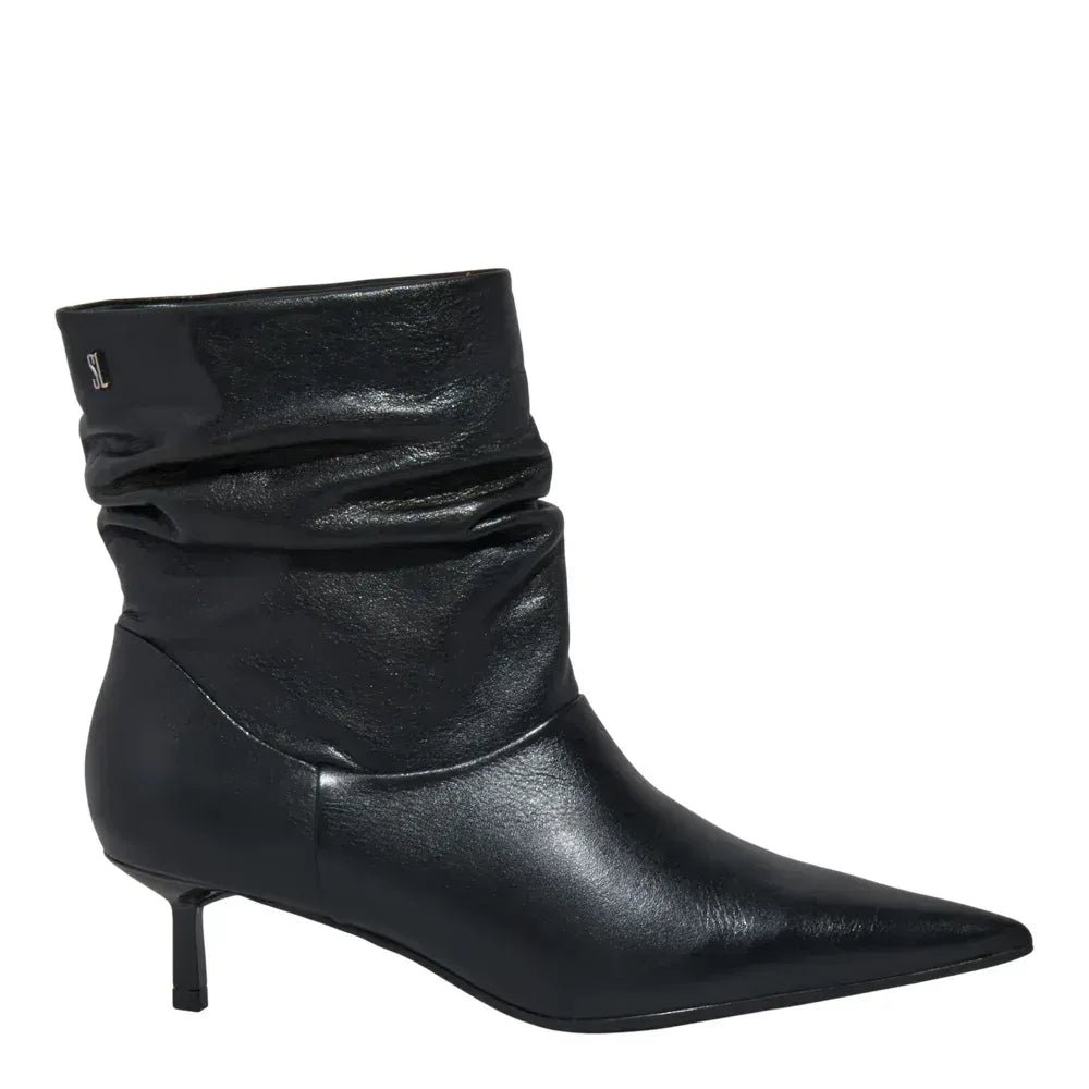 Bota Santa Lolla Preta Couro Slouch Salto Fino