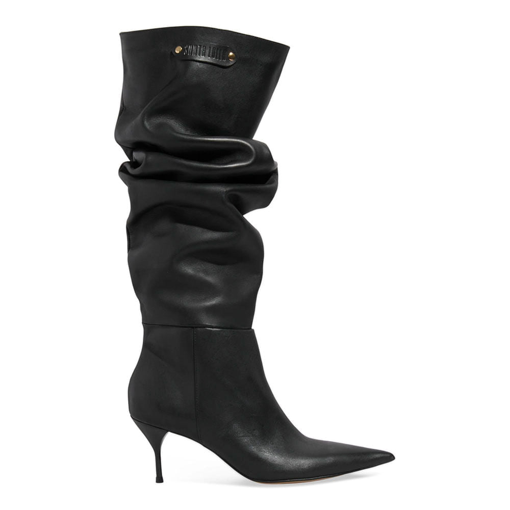 Bota Santa Lolla Preta Slouch Salto Fino
