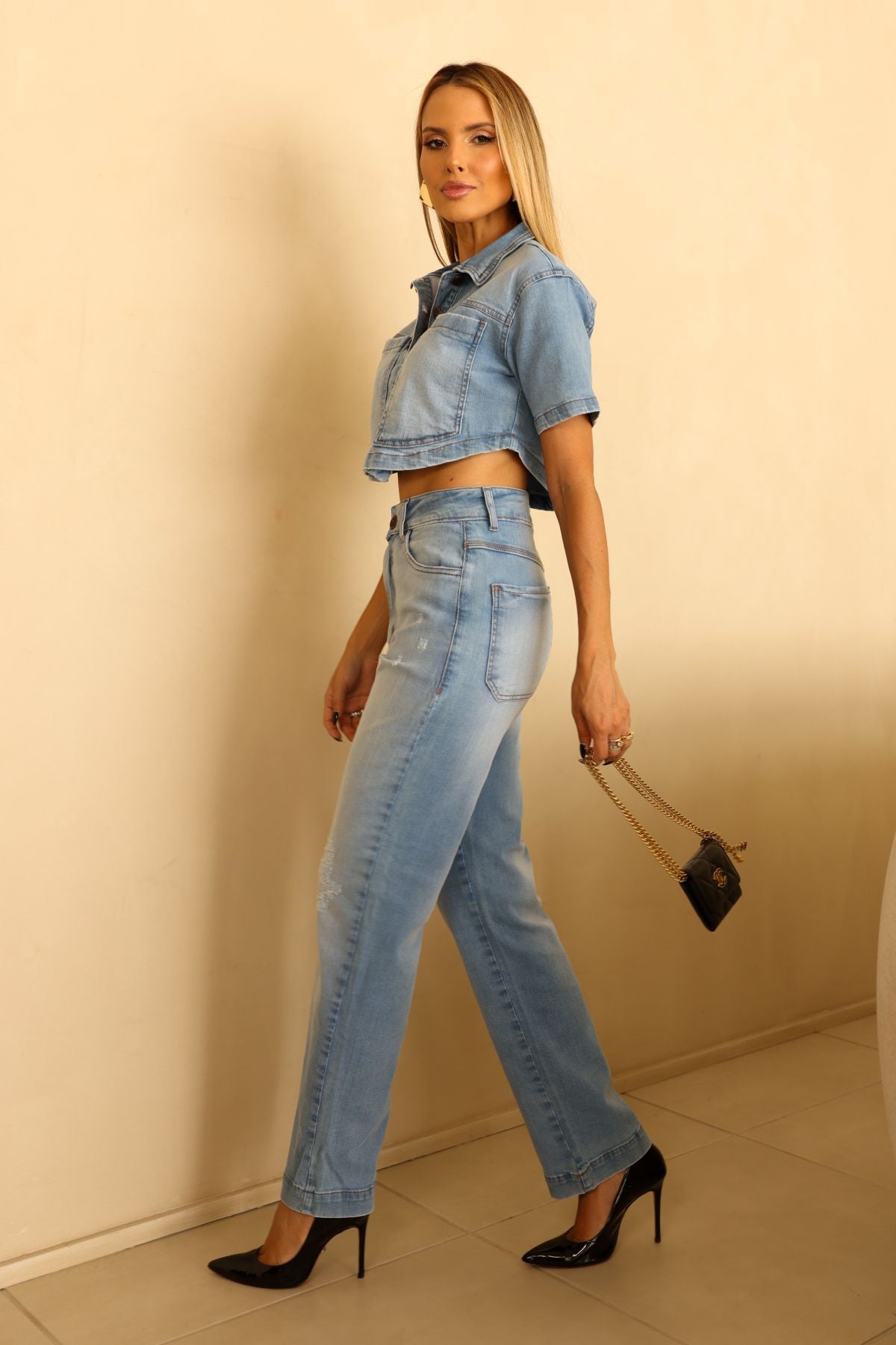Calça Jeans Straigth Reta Lisa Jeans Frysaide