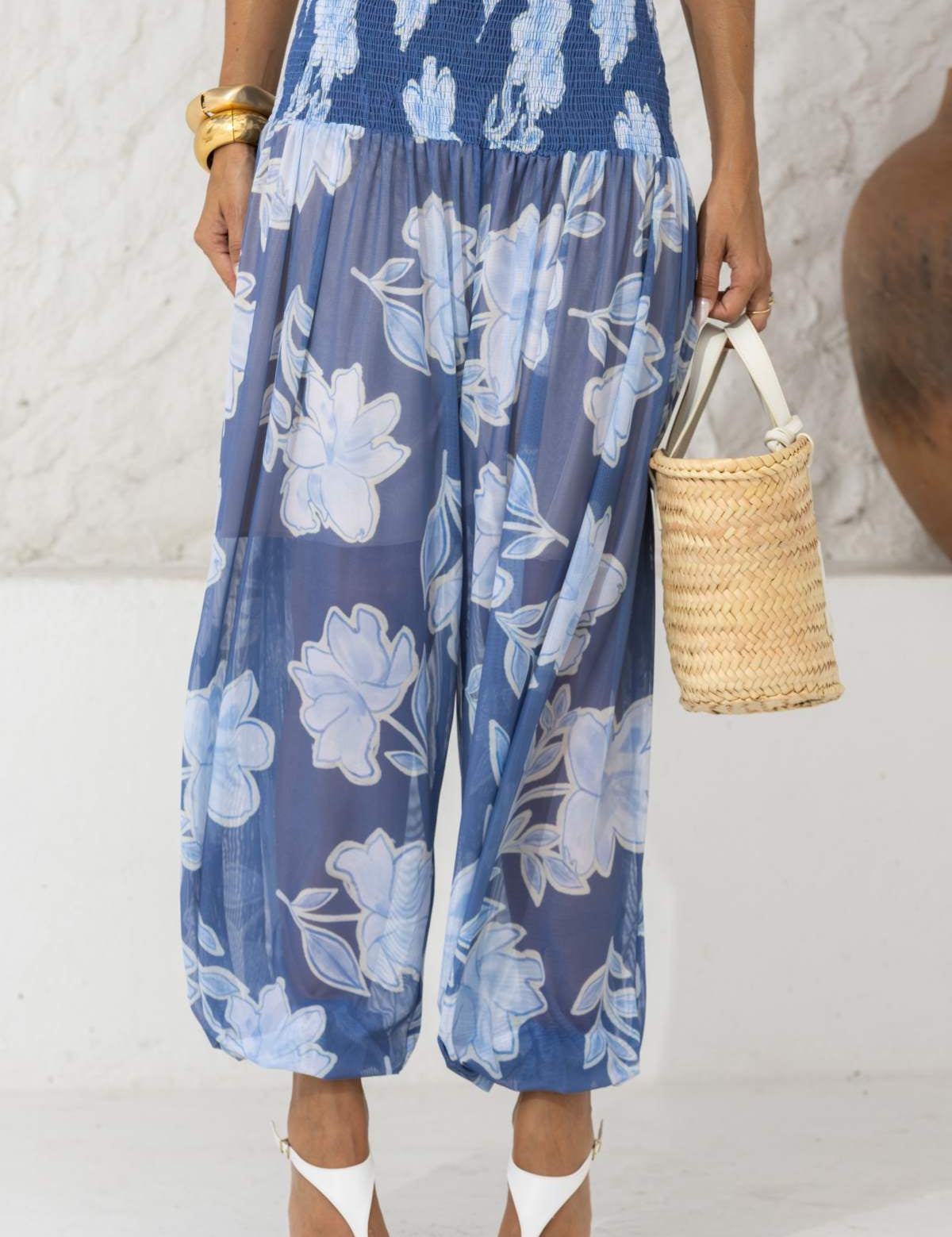 Calça Aladim Frysaide Azul Estampa Floral