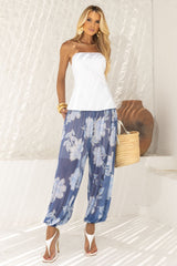 Calça Aladim Frysaide Azul Estampa Floral
