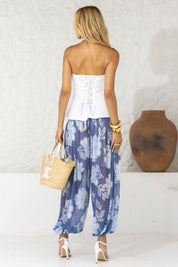 Calça Aladim Frysaide Azul Estampa Floral