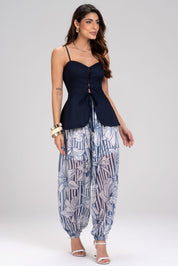 Calça Aladim Frysaide Azul Estampa Floral