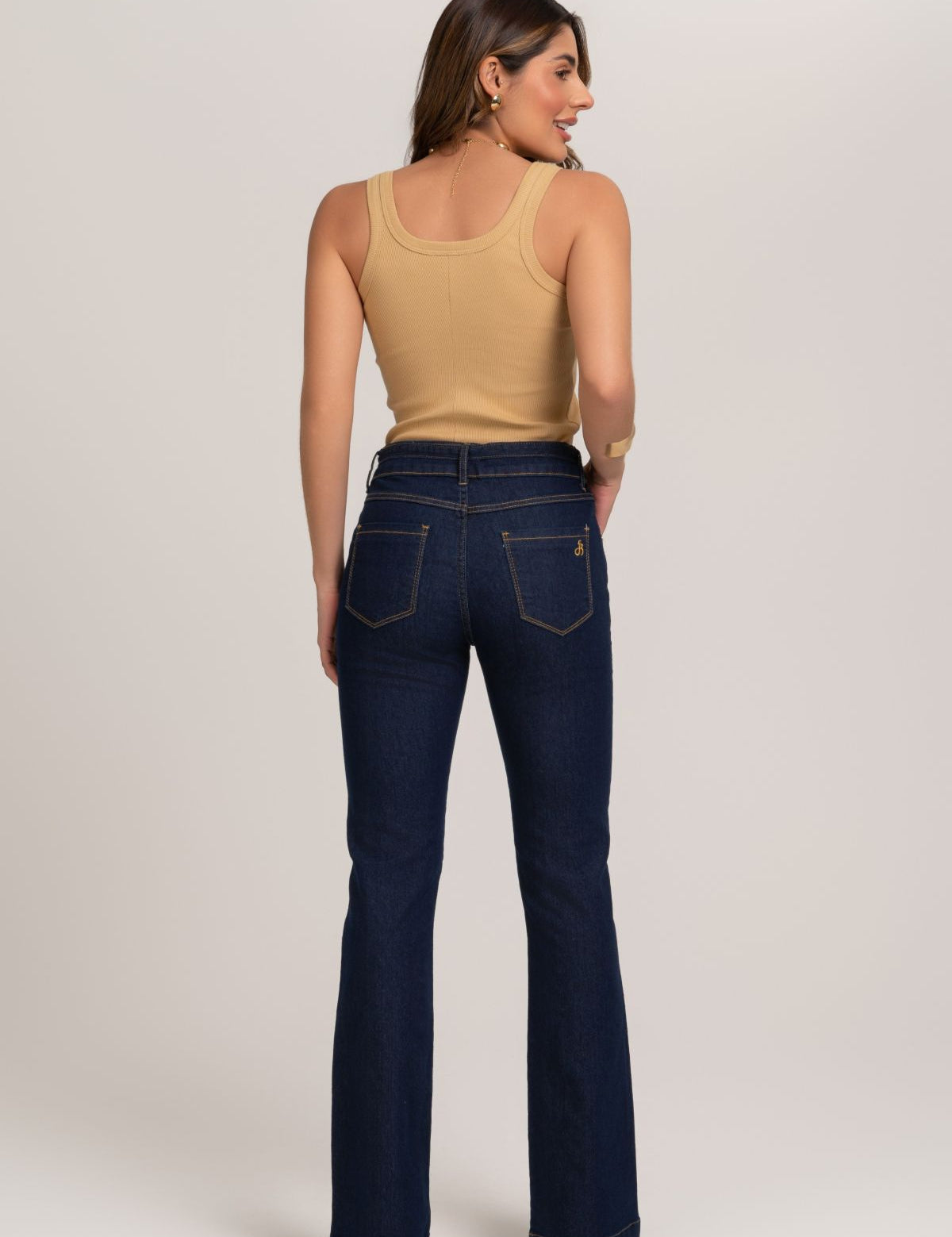 Calça Boot Cut Com Cinto Jeans Frysaide
