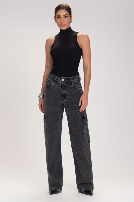 Calça Cargo Frysaide Grafite Jeans Reta