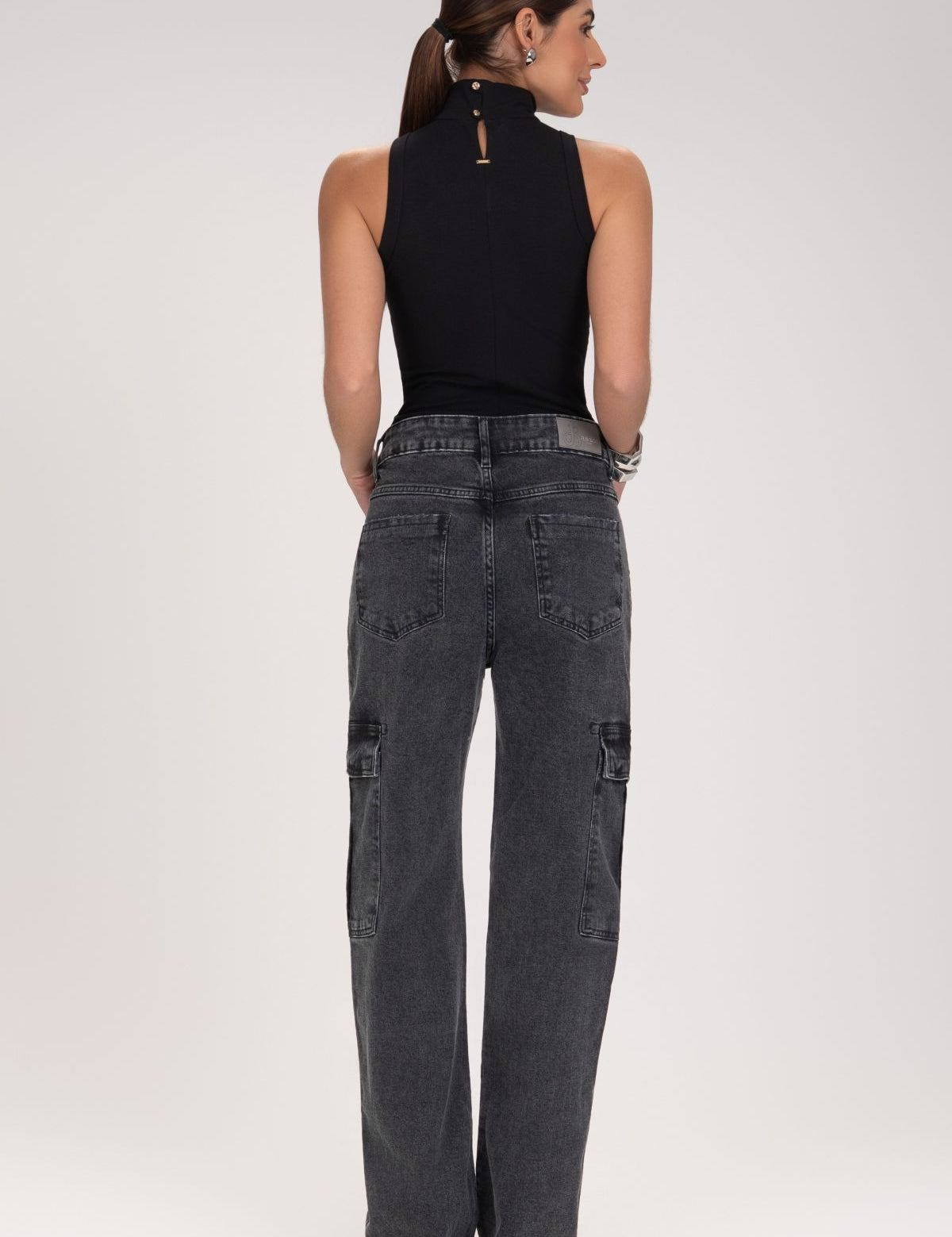 Calça Cargo Frysaide Grafite Jeans Reta
