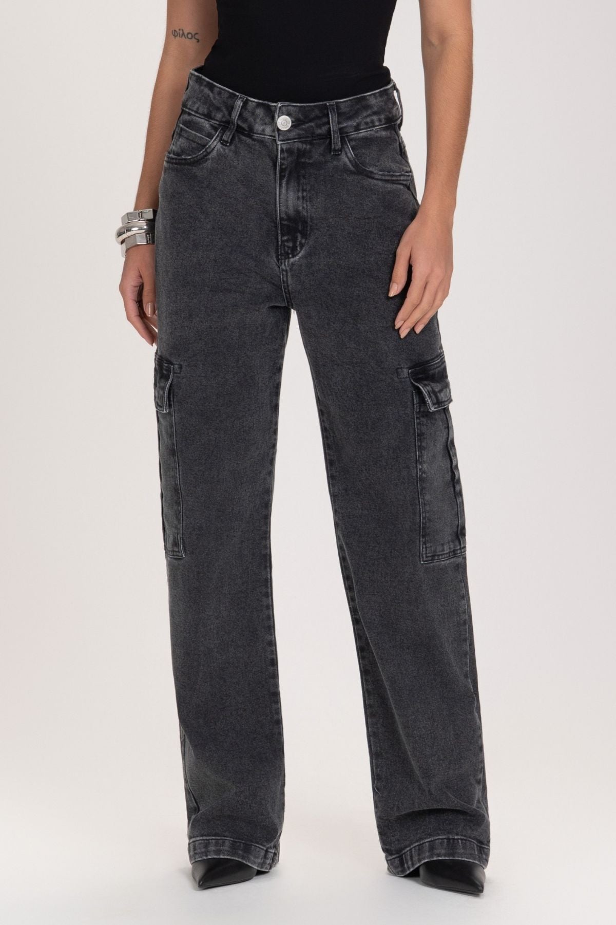 Calça Cargo Frysaide Grafite Jeans Reta