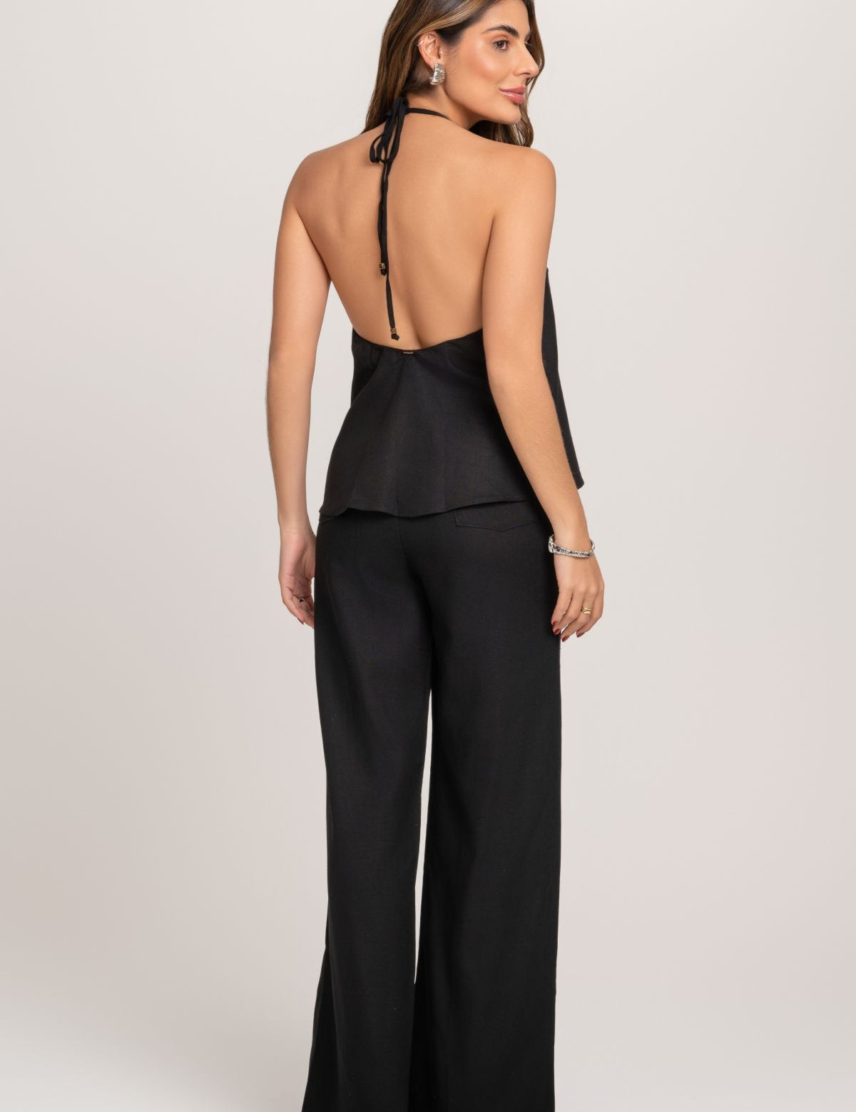 Calça Carla Pantalona Preta Frysaide 