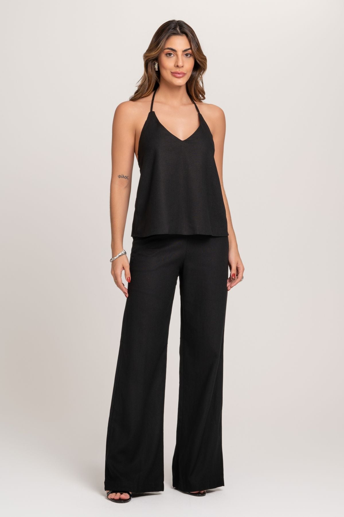 Calça Carla Pantalona Preta Frysaide 