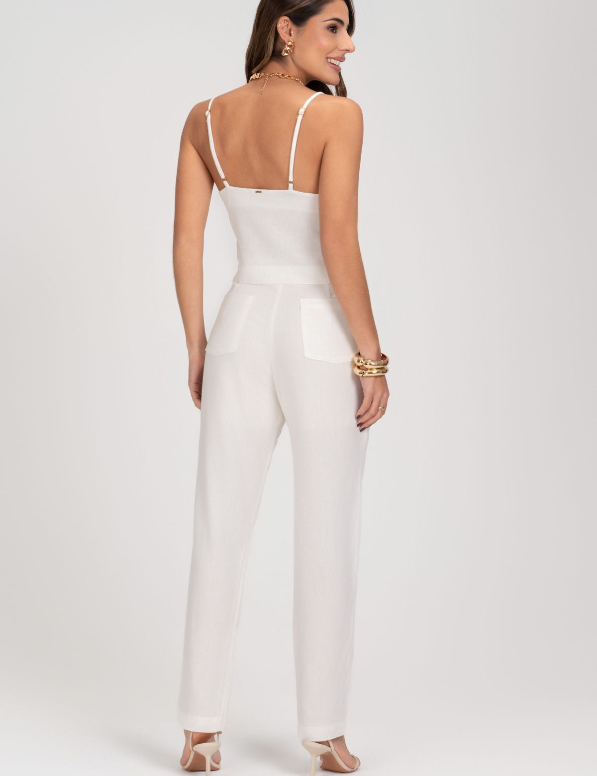 Calça De Linho Reta Off White Frysaide