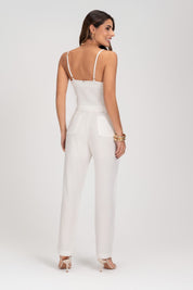 Calça De Linho Reta Off White Frysaide