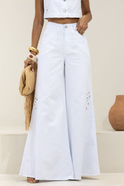 Calça Frysaide Branca Super Wide Leg Vazados