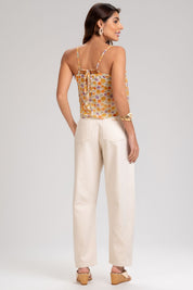 Calça Frysaide Off White Sarja Cintura Alta