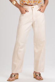 Calça Frysaide Off White Sarja Cintura Alta