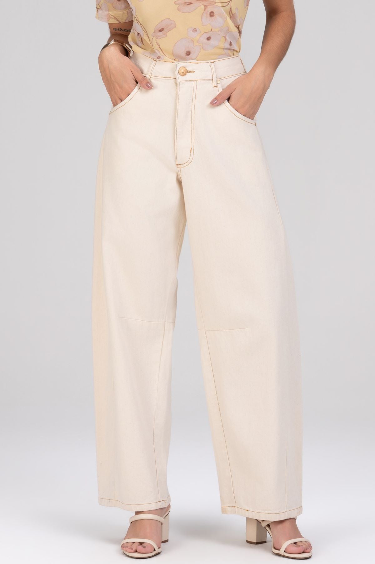 Calça Frysaide Off White Wide Leg Sarja