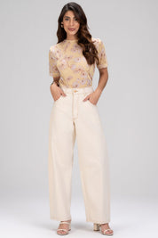 Calça Frysaide Off White Wide Leg Sarja