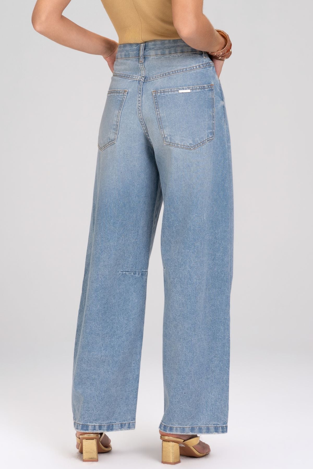 Calça Jeans Balloon Frysaide Azul Cintura Alta