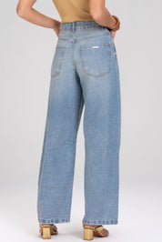 Calça Jeans Balloon Frysaide Azul Cintura Alta