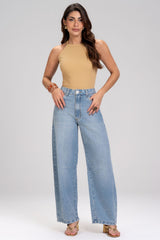 Calça Jeans Balloon Frysaide Azul Cintura Alta