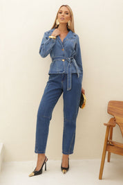 Calça Jeans Balon Frysaide Azul Cintura Alta