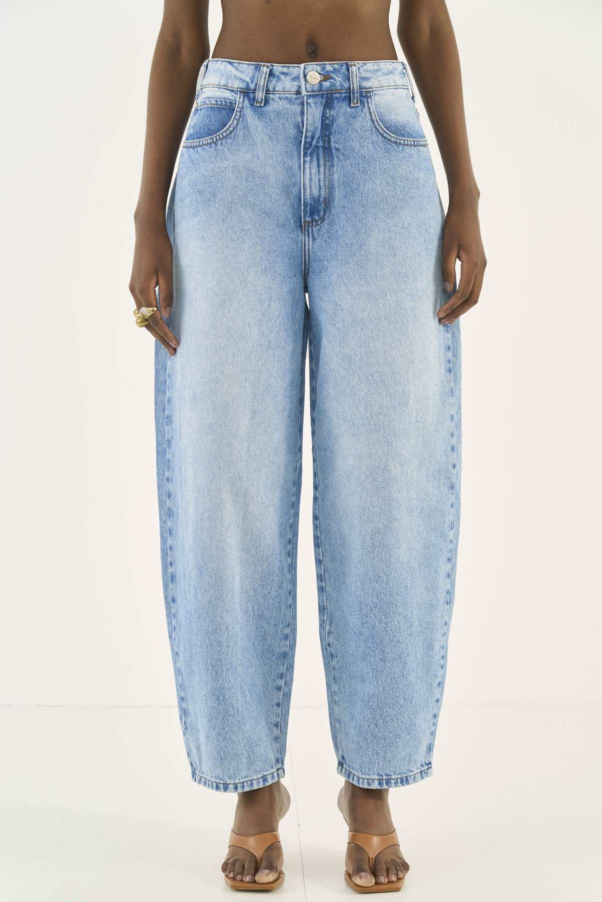 Calça Jeans Barril Colcci Azul Cintura Alta