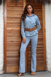 Calça Jeans Boot Cut Frysaide Azul Claro