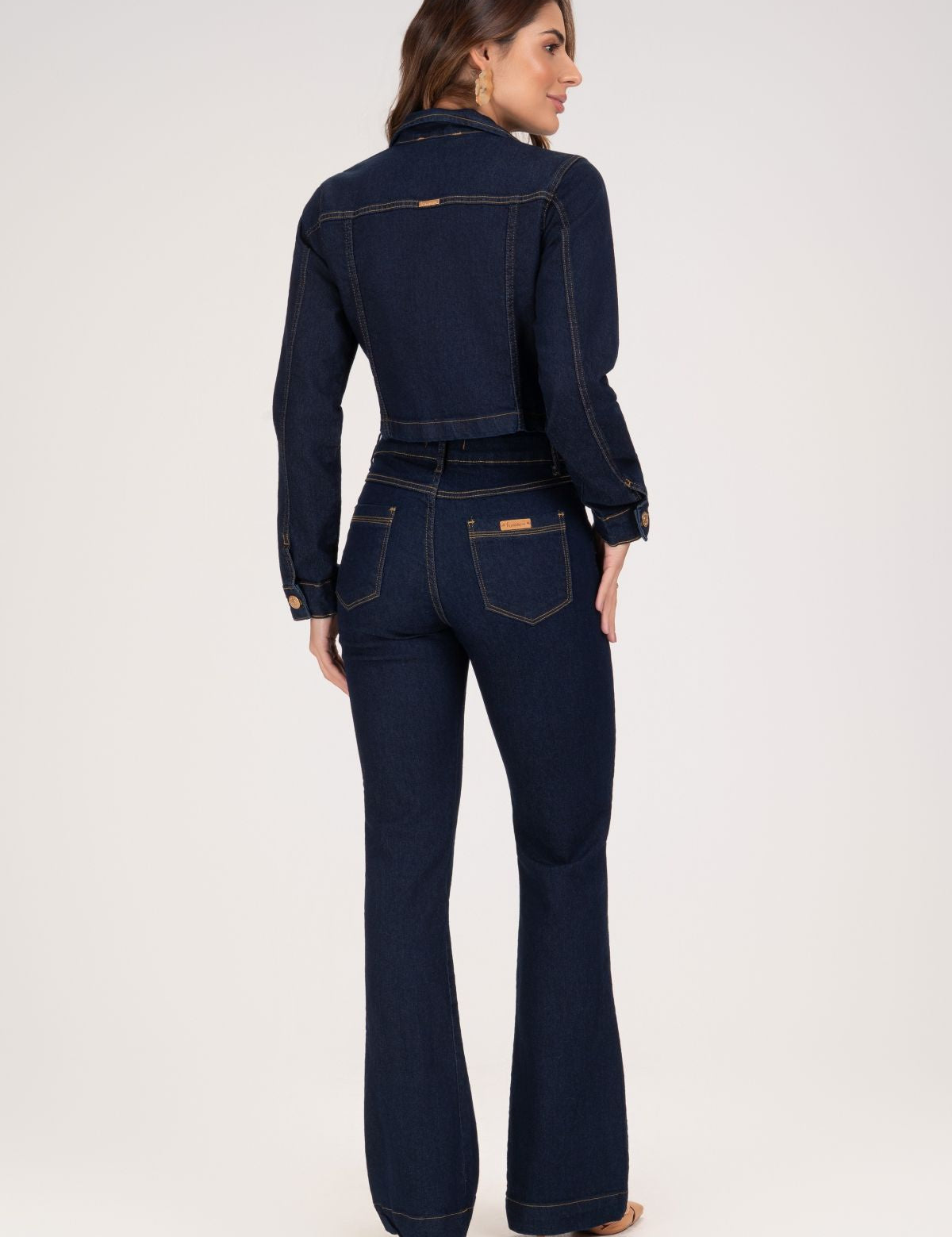 Calça Jeans Boot Cut Frysaide Azul Escuro Cintura Alta