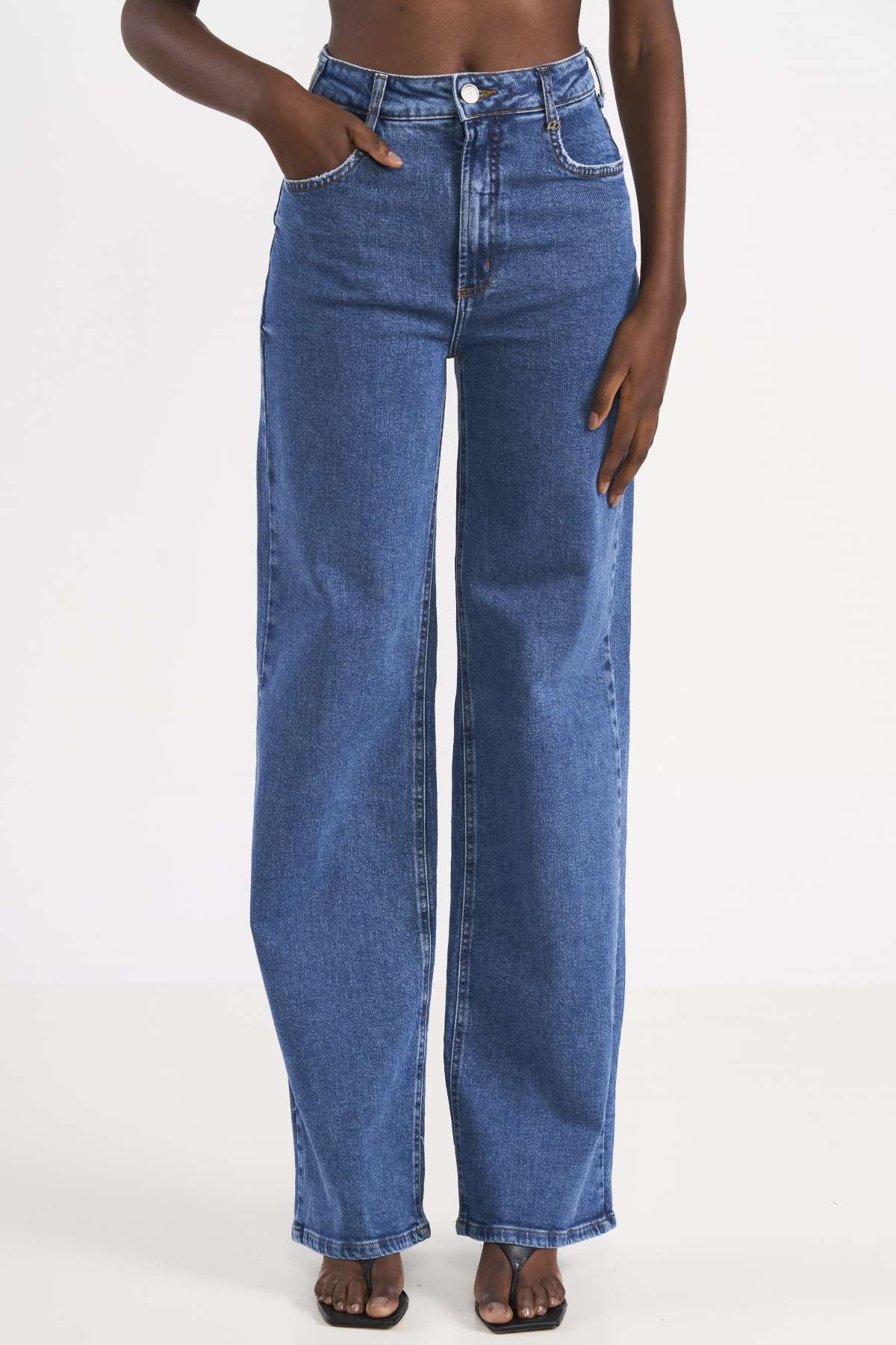 Calça Jeans Colcci Azul Cintura Alta Reta