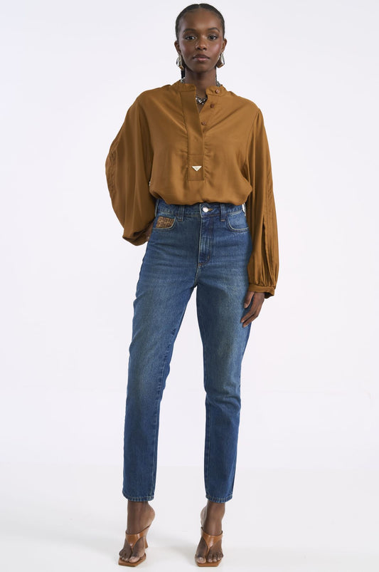 Calça Jeans Colcci Azul Cintura Alta Reta