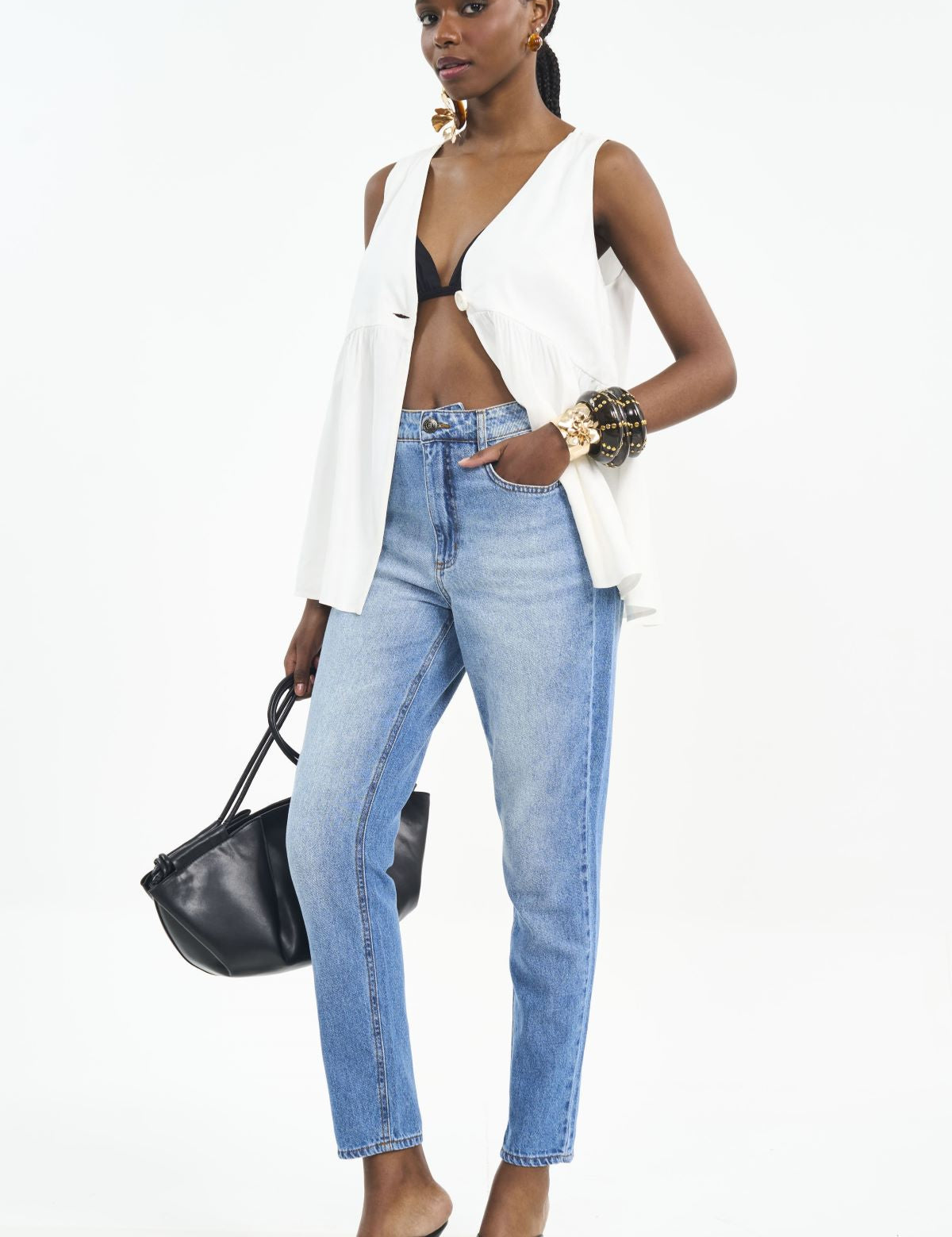Calça Jeans Colcci Azul Cintura Alta Reta
